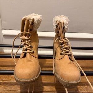 Women's Tan Lace-Up Boots